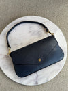 .Jewel Leather Handbag, Navy