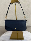 .Jewel Leather Handbag, Navy