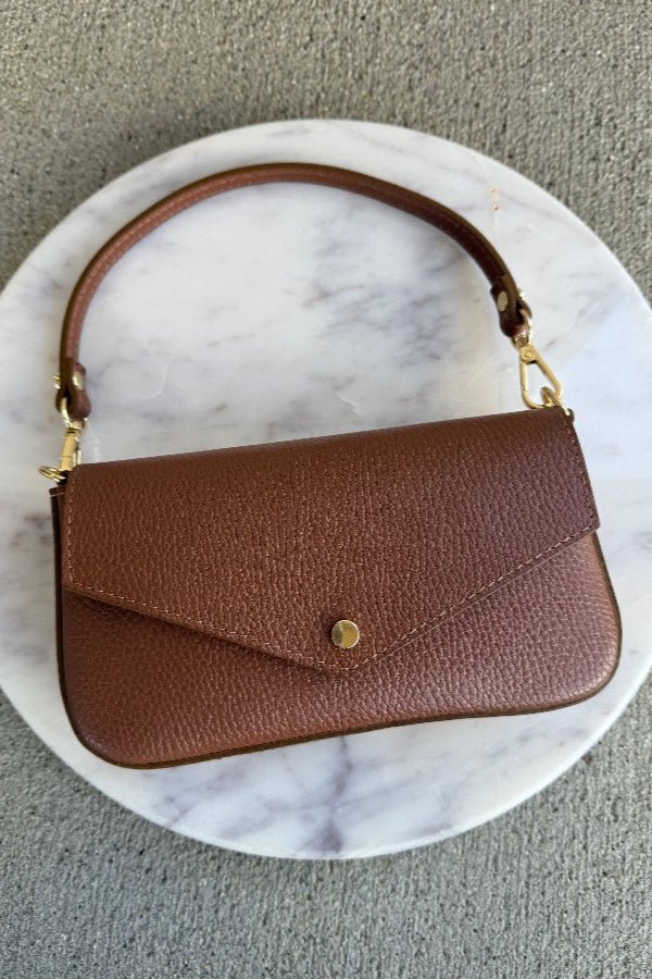 Jewel Leather Handbag, Camel