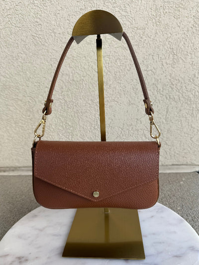 .Jewel Leather Handbag, Camel