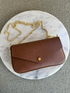 .Jewel Leather Handbag, Camel