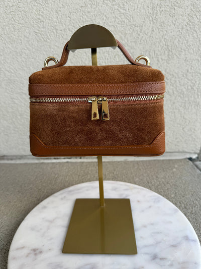Abby Genuine Suede Handbag, Camel