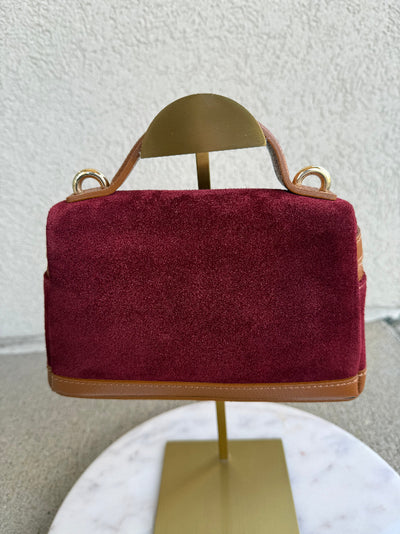 Abby Genuine Suede Handbag, Burgundy