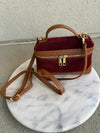 Abby Genuine Suede Handbag, Burgundy