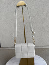 Maddie Woven Leather Handbag, Ivory