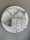 Maddie Woven Leather Handbag, Ivory