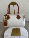 .Lola Leather Duffle Handbag, Cream Combo