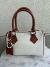 .Lola Leather Duffle Handbag, Cream Combo