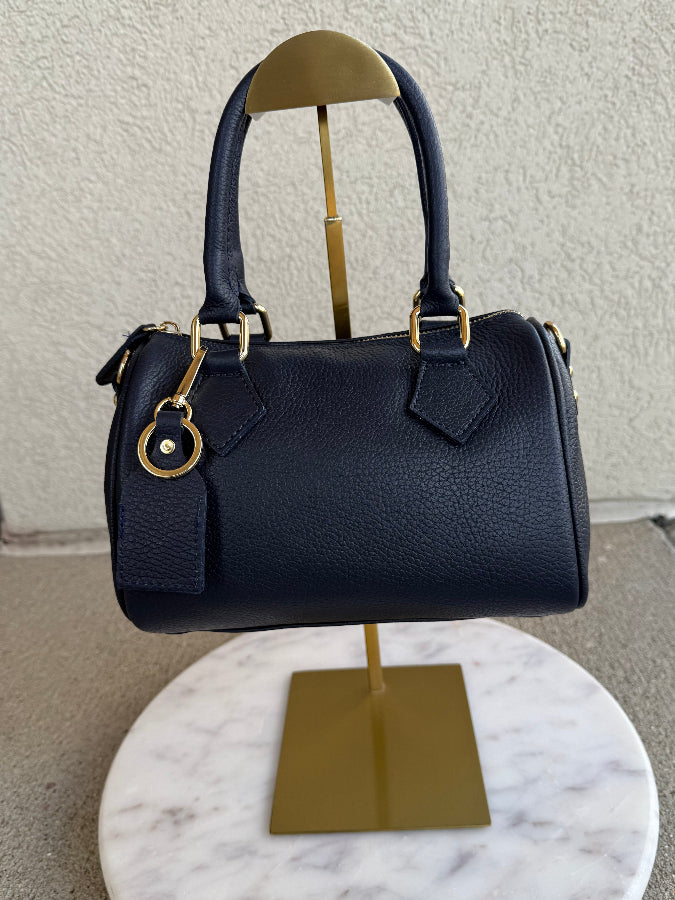 .Lola Leather Duffle Handbag, Navy