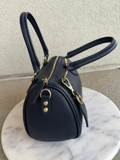.Lola Leather Duffle Handbag, Navy