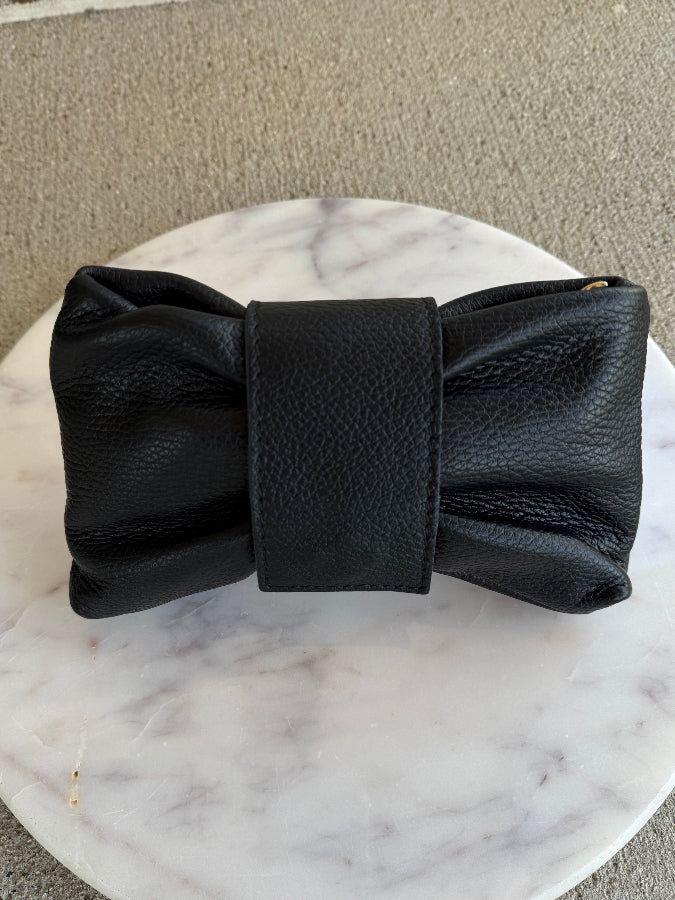 .Adele Leather Clutch, Black