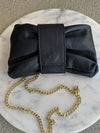 .Adele Leather Clutch, Black