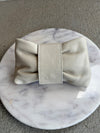 .Adele Leather Clutch, Ivory