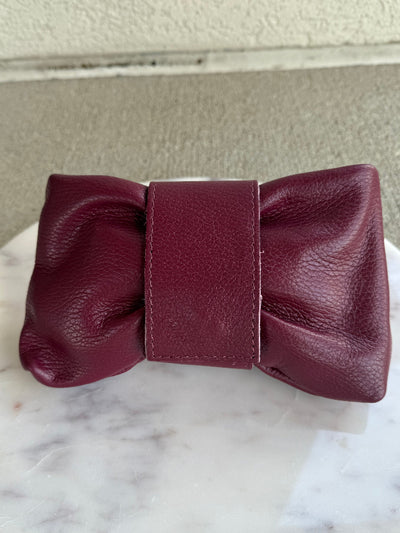 .Adele Leather Clutch, Burgundy
