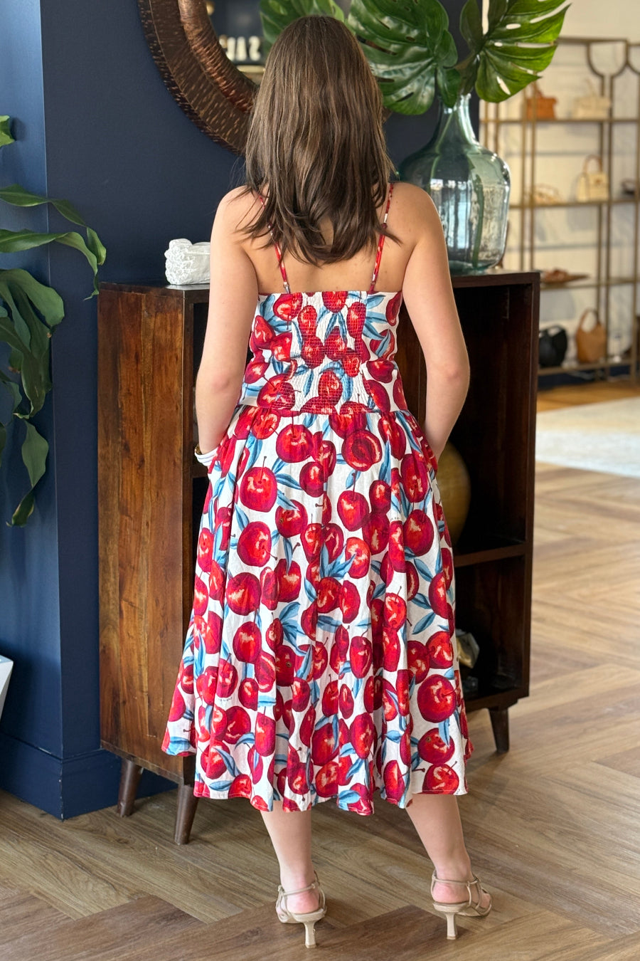 Farm Rio Cherry Blossom Sleeveless Midi Dress - Medium Farm Rio Cherry Blossom Sleeveless Midi Dress - Medium