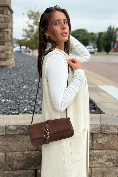 .Mazie Sleeveless Cardigan, Oatmeal
