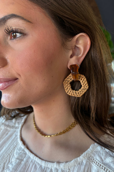 Acrylic Rattan Hoop Earrings