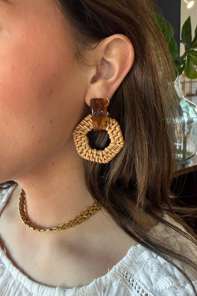 Acrylic Rattan Hoop Earrings