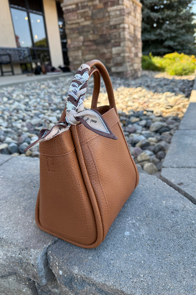 Tara Faux Leather Bucket Bag, Cognac
