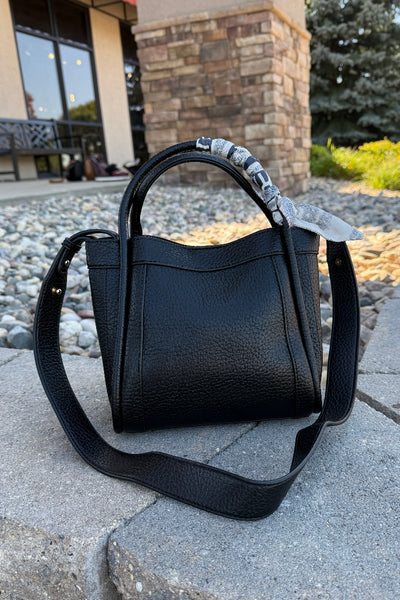 Tara Faux Leather Bucket Bag, Black