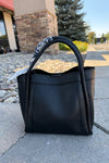 Tara Faux Leather Bucket Bag, Black