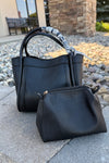 Tara Faux Leather Bucket Bag, Black