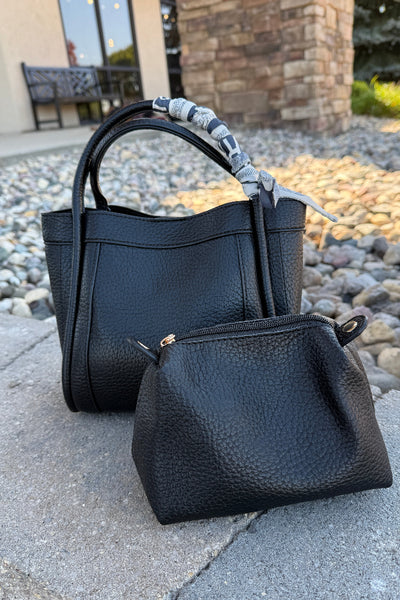 Tara Faux Leather Bucket Bag, Black
