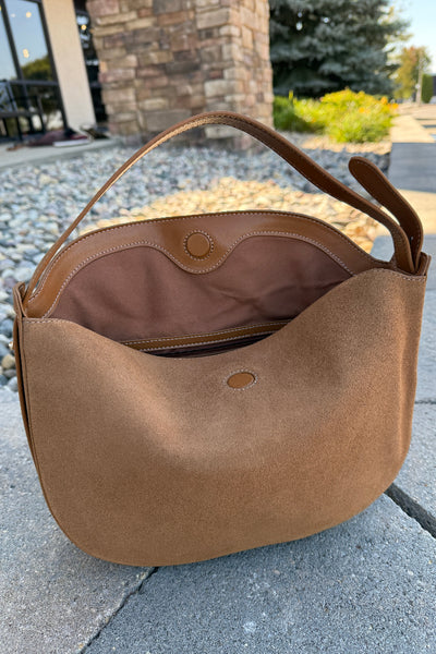 Charli Genuine Suede Hobo Handbag, Camel