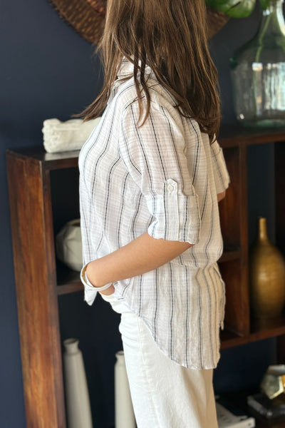 Bella Dahl Split Back Shadow Stripe Button Down