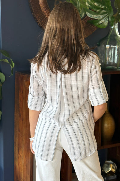 Bella Dahl Split Back Shadow Stripe Button Down