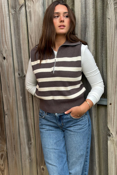 Stevie Sleeveless 1/2 Zip Sweater