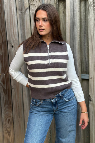 Stevie Sleeveless 1/2 Zip Sweater