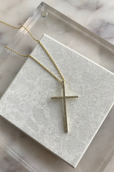 .Crystal Cross Necklace, 16-18" - RUST & Co.