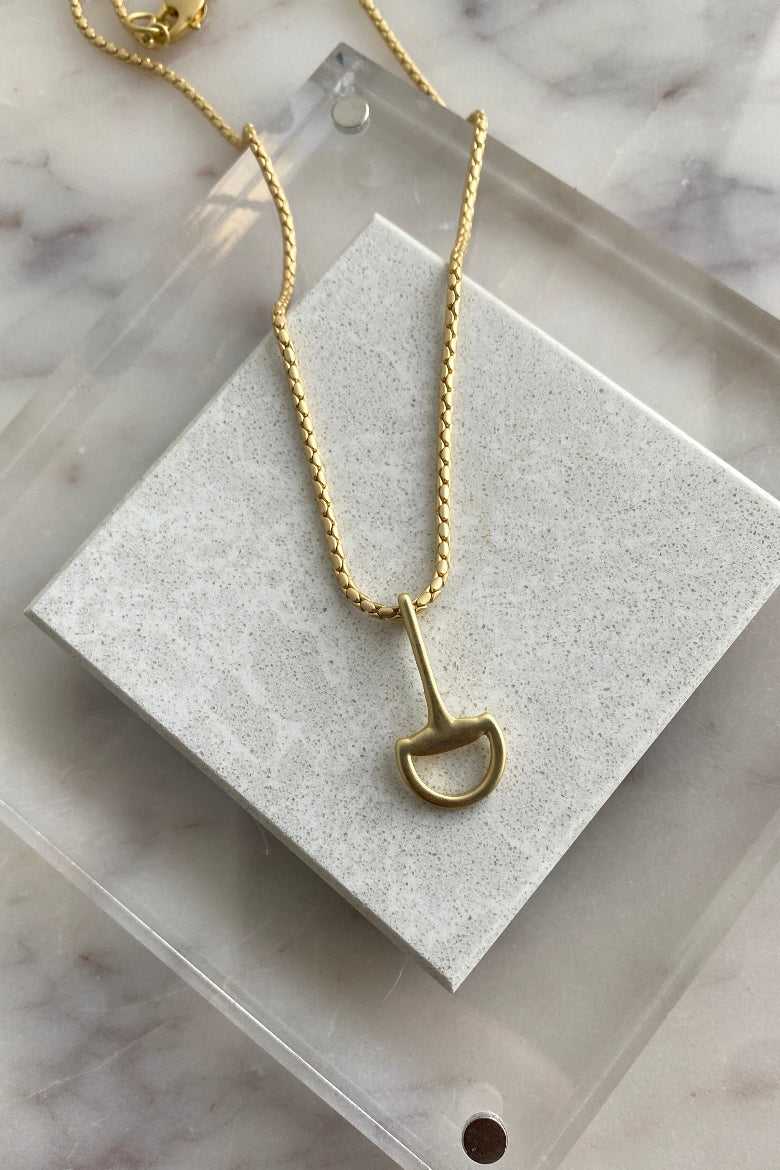 Gold Bit Necklace, 17"
