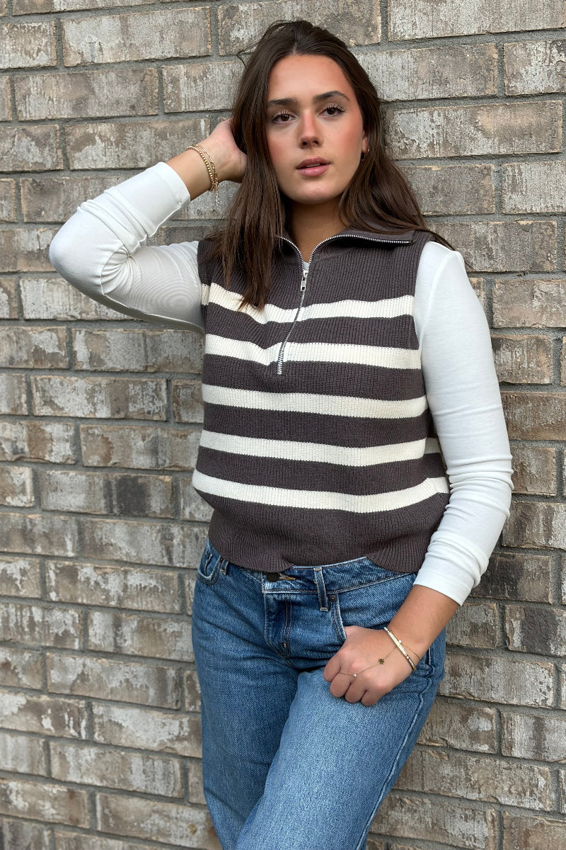 Stevie Sleeveless 1/2 Zip Sweater