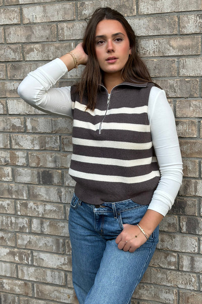 Stevie Sleeveless 1/2 Zip Sweater