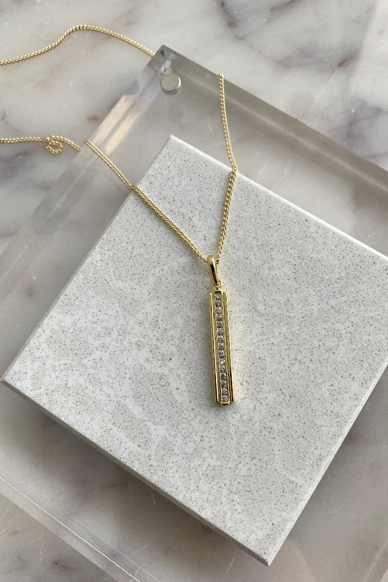 CZ Bar Necklace, 17-19" - RUST & Co.