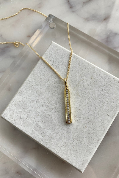 CZ Bar Necklace, 17-19" - RUST & Co.