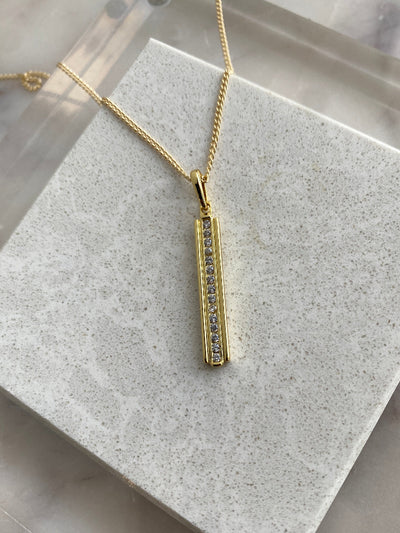 CZ Bar Necklace, 17-19" - RUST & Co.