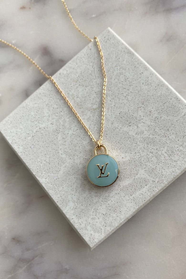.Designer Charm Necklace, Aqua - RUST & Co.