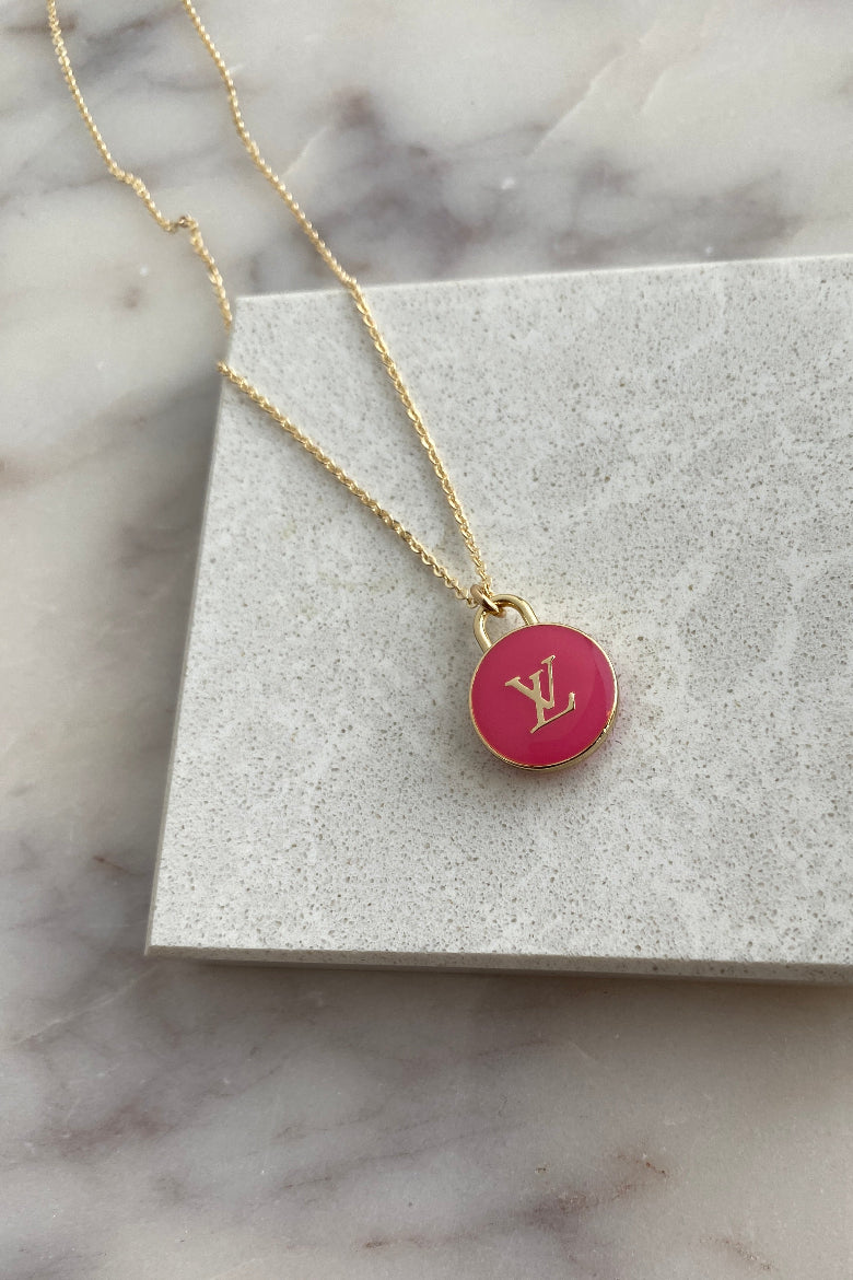 .Designer Charm Necklace, Pink - RUST & Co.