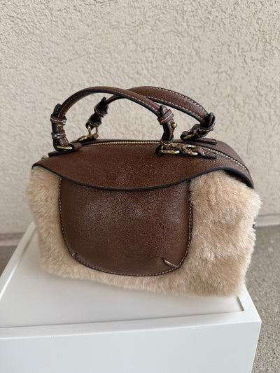 Luna Faux Sherpa Leather Bag