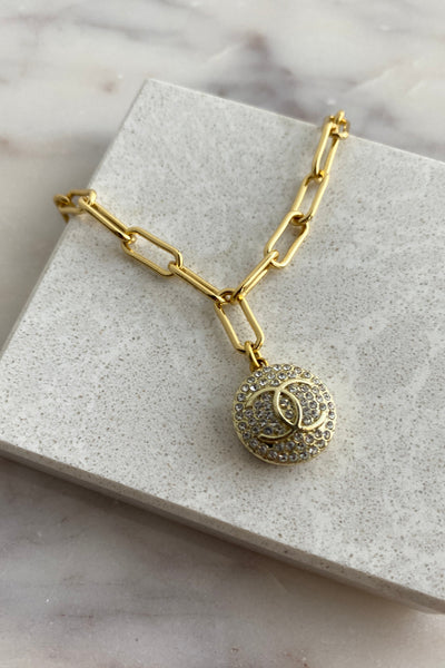 .Designer Pavé Crystal Charm Bracelet On Paperclip Chain - RUST & Co.