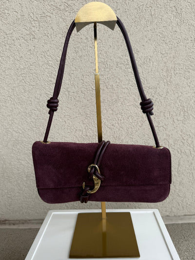 Alice Suede Handbag, Burgundy