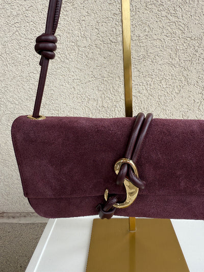 Alice Suede Handbag, Burgundy