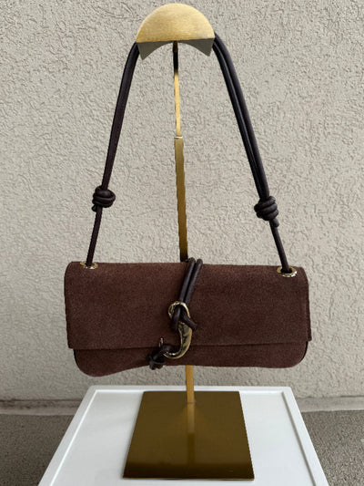Alice Suede Handbag, Chocolate