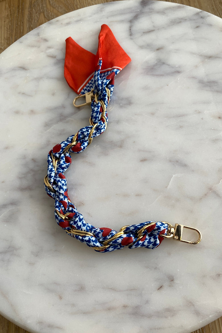 .Scarf Chain Top Strap, Blue & Orange