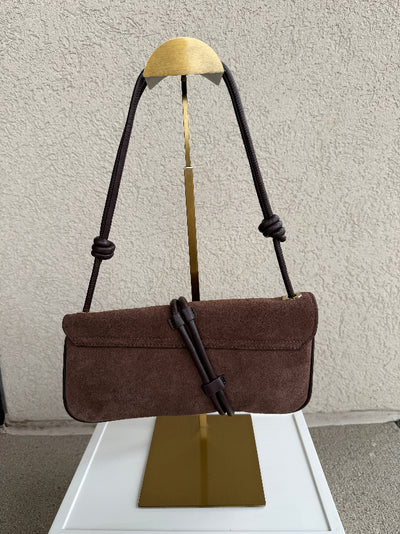 Alice Suede Handbag, Chocolate