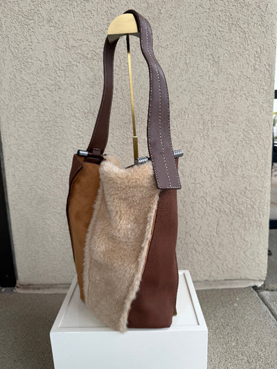 Thalia Faux Sherpa Suede Tote