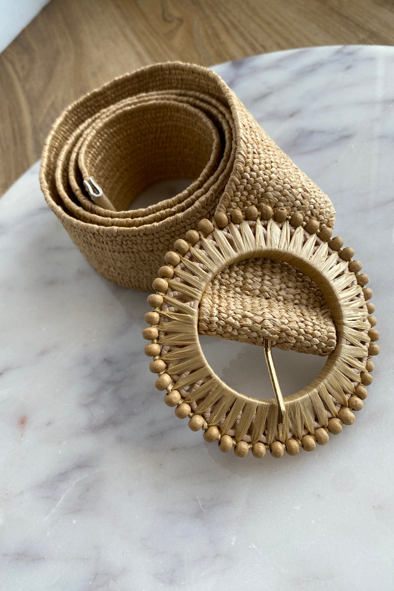 .Woven Belt, Tan